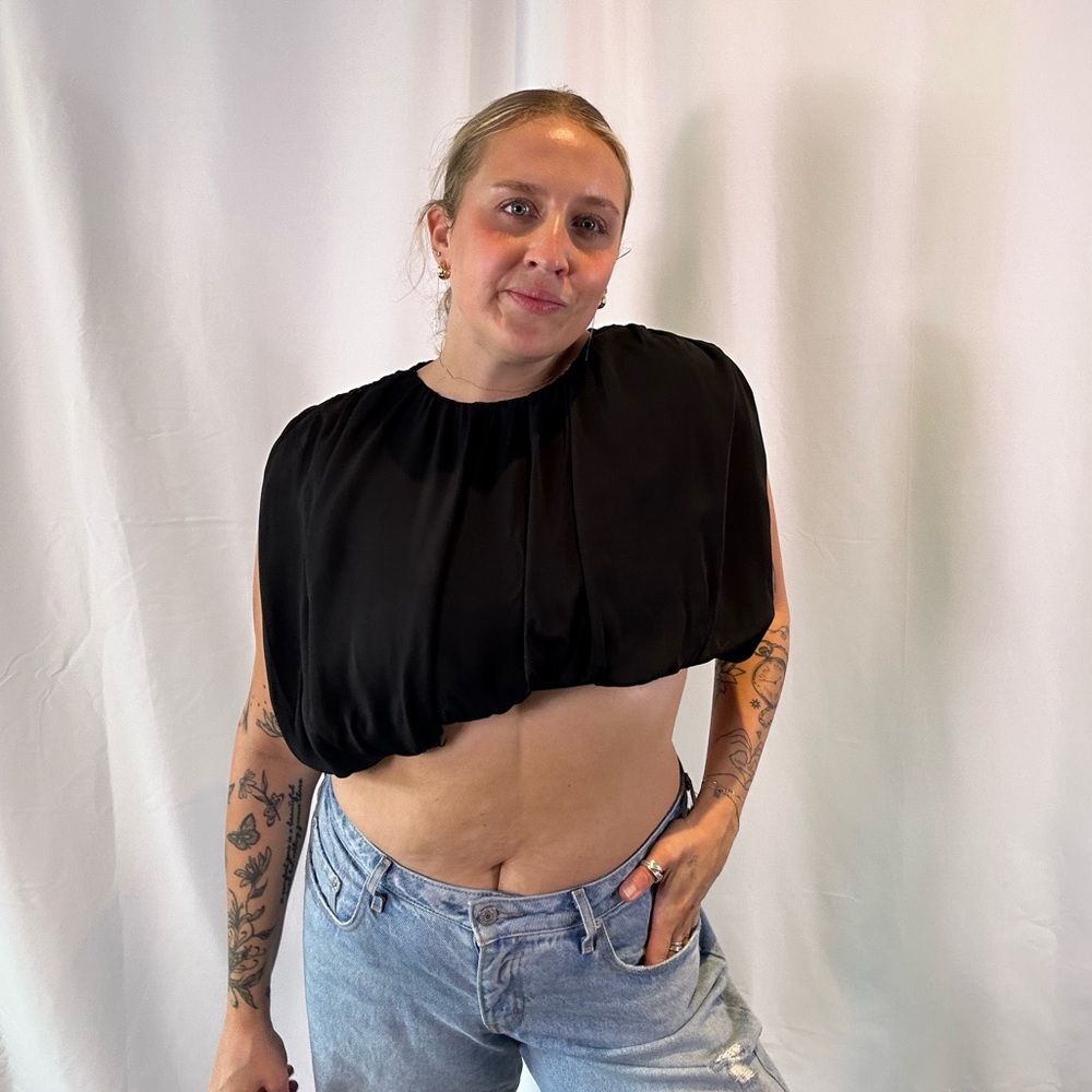Asymmetric flowy crop top